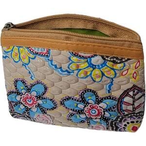 Small Floral Patterned Quilted Coin Purse with Zipper